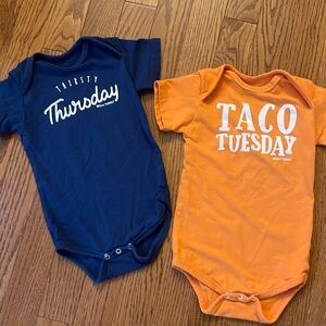 INDIGO BABY ONESIES THIRSTY THURSDAY AND TACO TUESDAY! SIZE 3-6M